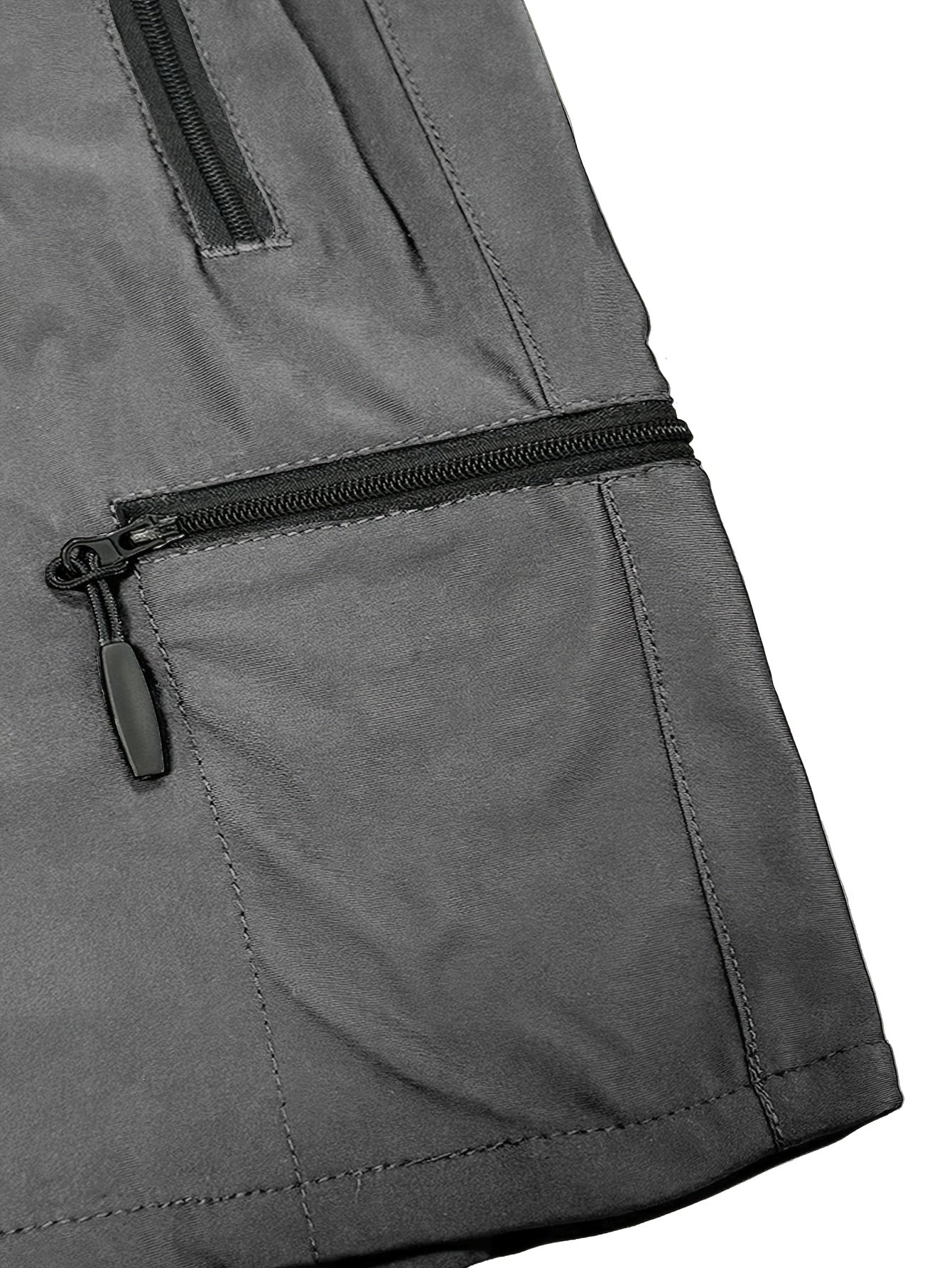Men's Quick Dry Multi-Pocket Zipper Shorts, Elastic Waist Drawstring, Lightweight Breathable Fabric, Casual Sports Workout Running Hiking Shorts, Summer Outdoor Cargo Shorts for Men with Secure Zippered Pockets