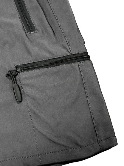 Men's Quick Dry Multi-Pocket Zipper Shorts, Elastic Waist Drawstring, Lightweight Breathable Fabric, Casual Sports Workout Running Hiking Shorts, Summer Outdoor Cargo Shorts for Men with Secure Zippered Pockets