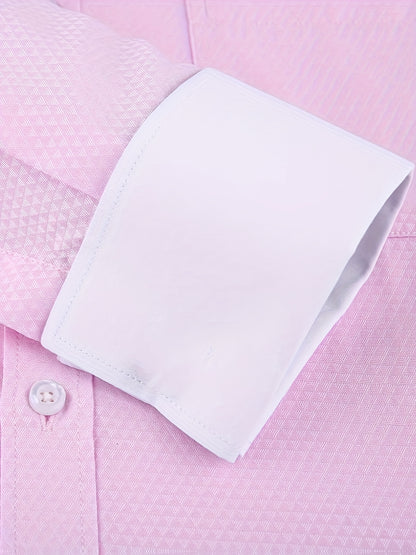 Men'S Striped Dress Shirt Long Sleeve - Premium Formal Shirt for Business, Weddings & Events, Lapel Collar, Single-Breasted, Wrinkle Resistant, Comfort Fit, Classic Office And Party Attire