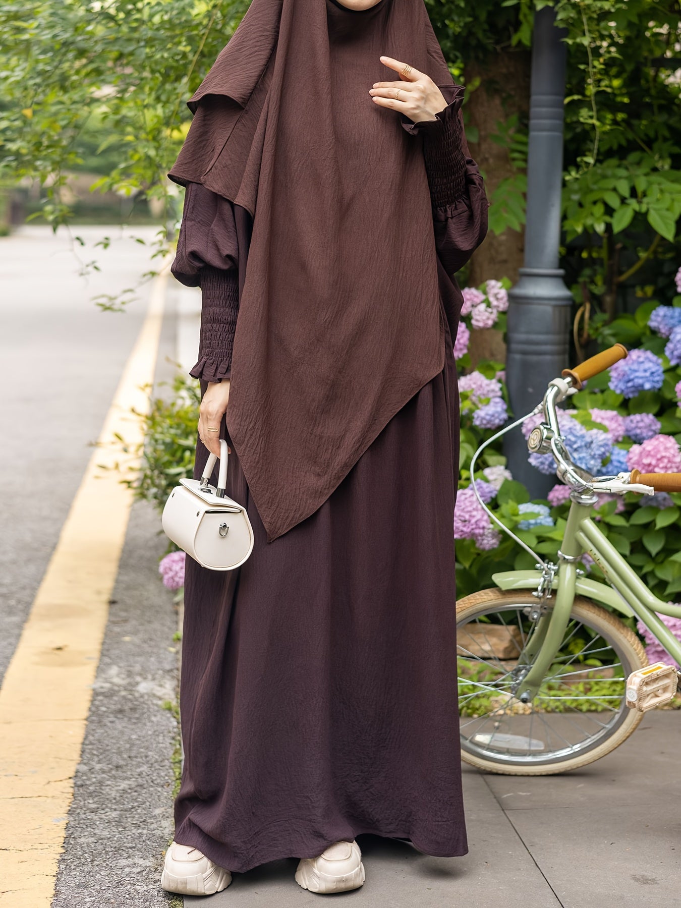 Khimar+abaya 2pcs Set Umrah Rida Set Player Abaya Set with Pockets