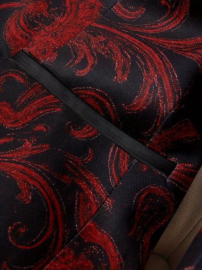 Urban Elegance Paisley Pattern Printed And Stain Stitching Blazer