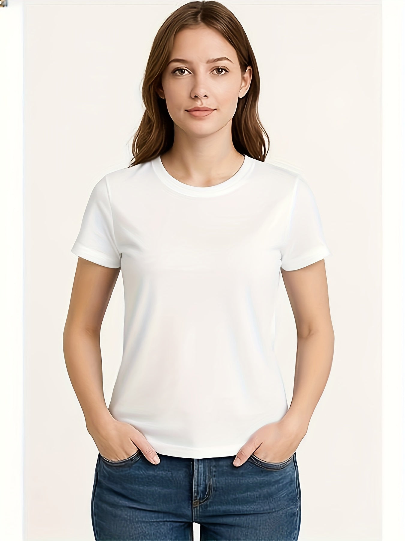 6pcs Women'S Quick Dry Crew Neck Short Sleeve T-Shirt, Moisture Wicking, 50+, White, Iron Gray, Silver Gray, Red, Fluorescent Green, Lake Blue Size S-2XL