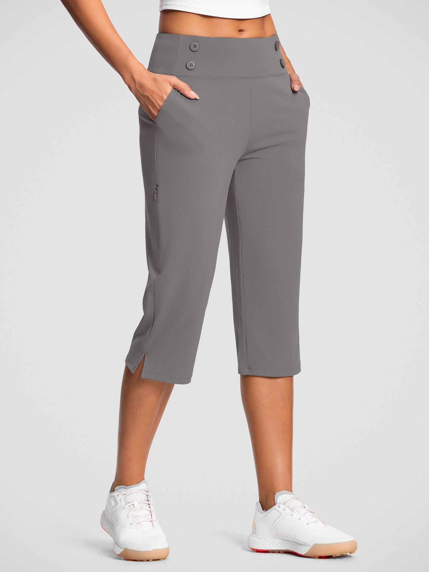 18" Dressy Capri Pants for Women High Waist Stretch Women'S Capris Pants for Summer with Pockets Work Casual