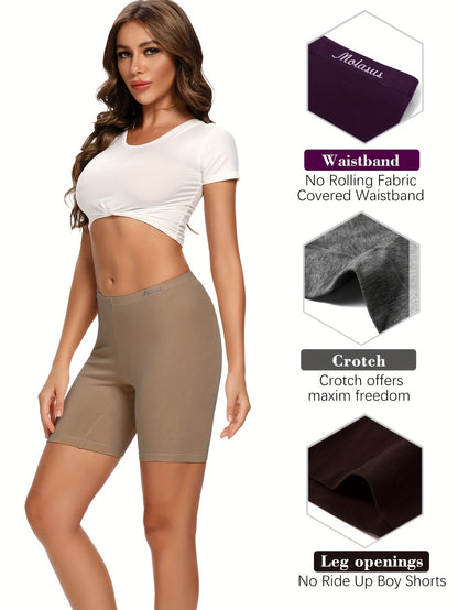 Molasus Womens Cotton Boxer Shorts Underwear Anti Chafing Bike Shorts Pack of 4