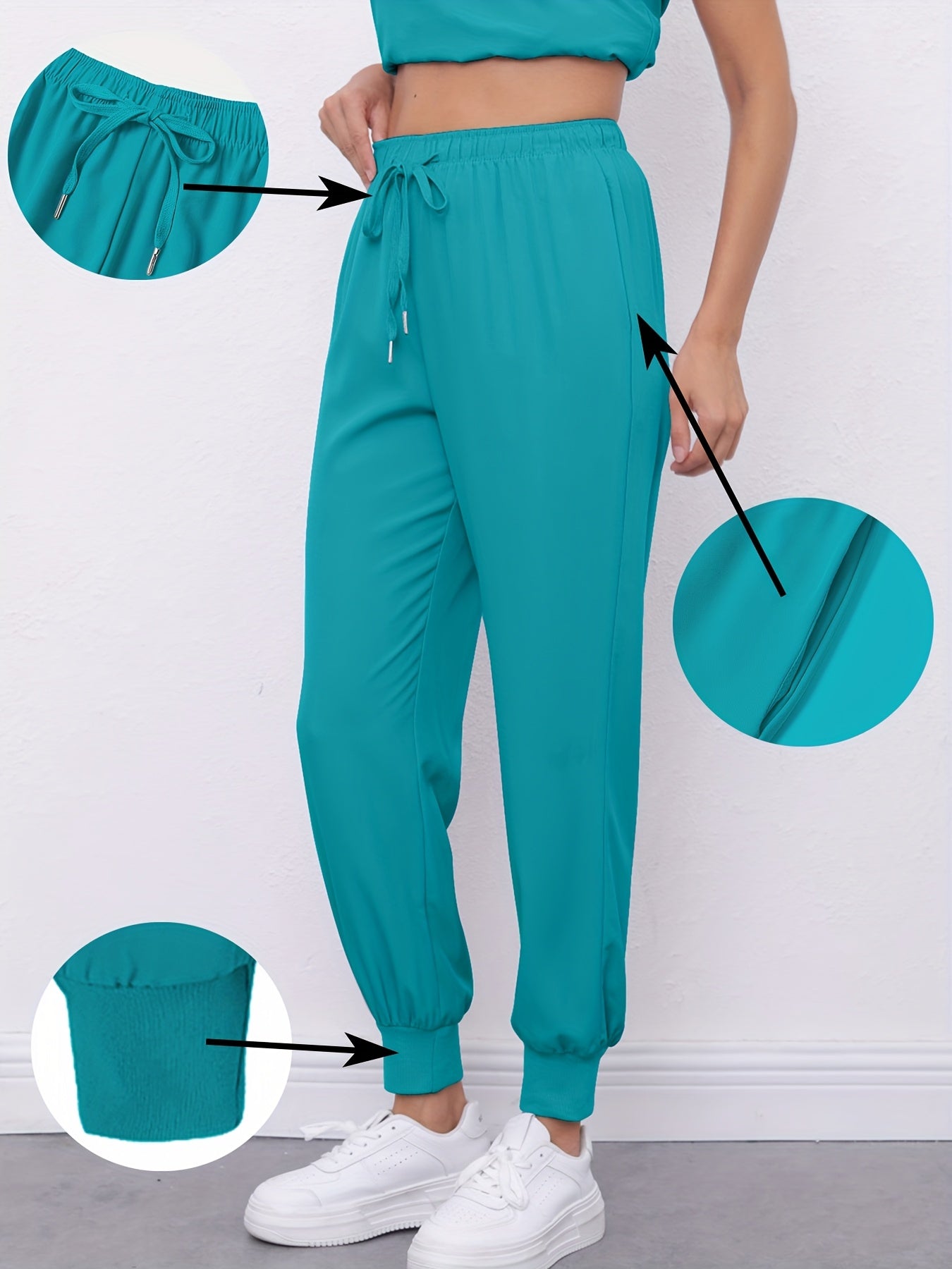 Women'S Frosted Pocket Brush Pants with Elastic Ribbed Toe Binding Work Pants