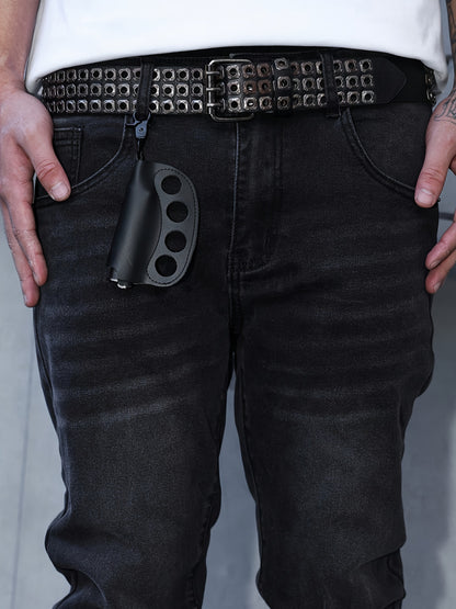 [HME] New Thickened Men'S Jeans for Autumn And Winter, with Inner Fleece for Strong Warmth Retention, Mid-Waist Elastic And Form-Fitting Flared Pants, Retro Washed And Naturally Polished White, Fashionable Men'S Denim Trousers for Warm Winter Wear