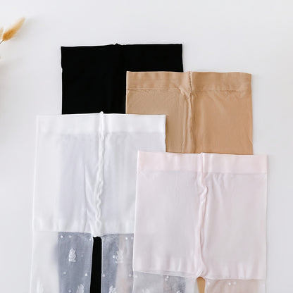 4 Pack Girls' Breathable Bunny Mesh Stockings - Soft Stretchy All-Season Wear, Hand Wash Only, Solid Color Design for Playdates & Everyday Outfits