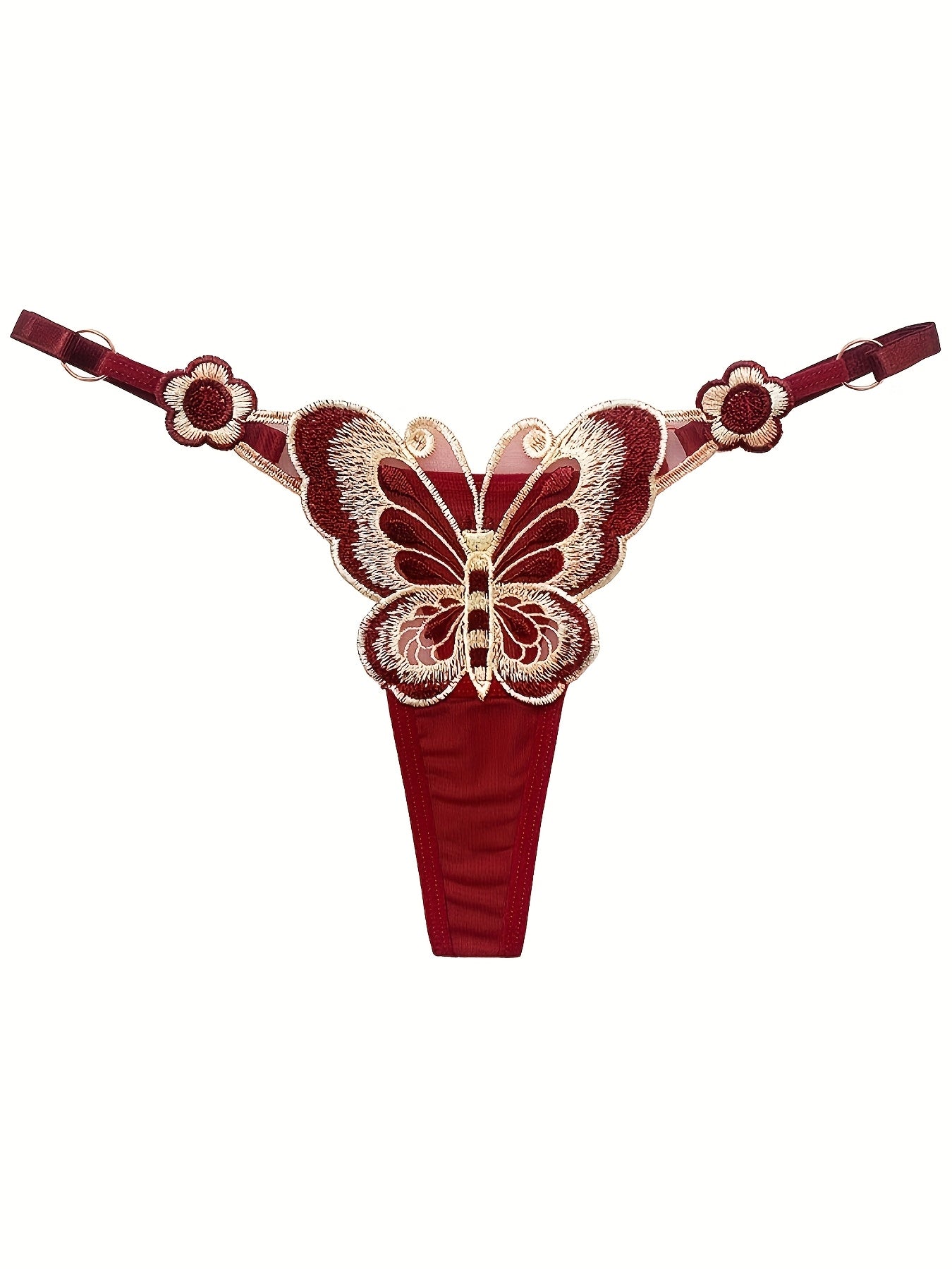 7pcs Butterfly Sexy Low Waisted Thong, Comfortable, Soft, Breathable, Quick Drying Embroidered Underwear