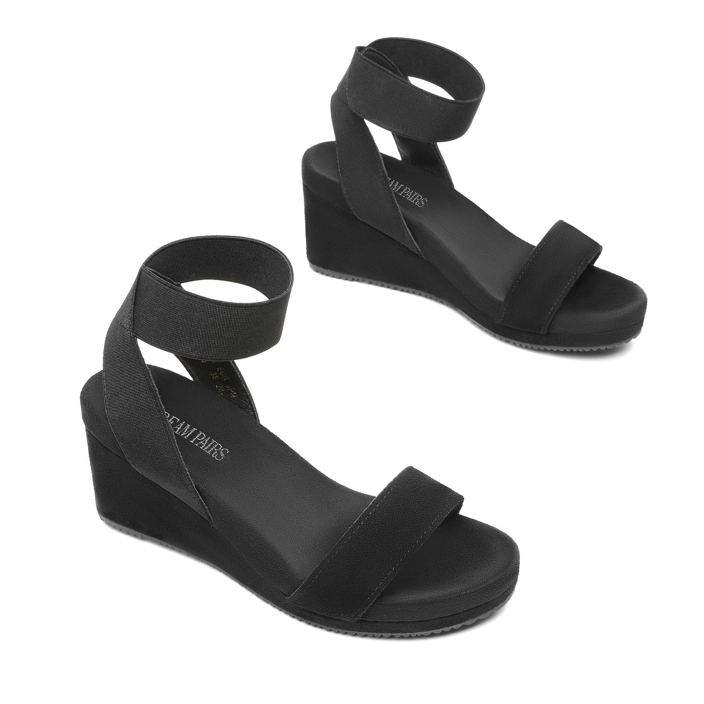 Womens Open Toe Elastic Ankle Strap Platform Wedge Sandal, Comfortable Versatile for everyday wear, meeting friends, running errands, and other occasions with wrap dresses, jeans, skirts, shorts, jumpsuits