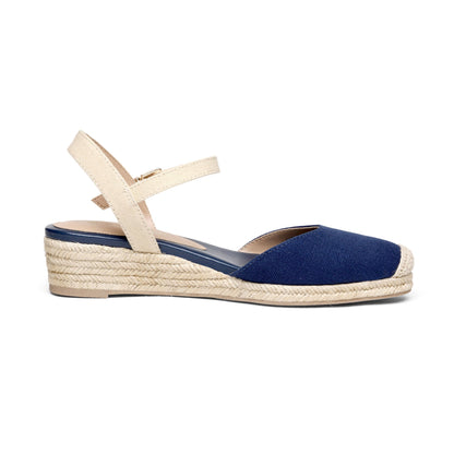 Women's Closed Toe Elastic Ankle Strap Espadrilles Wedge Sandals Soft Emulsion Insole Wedge Sandals