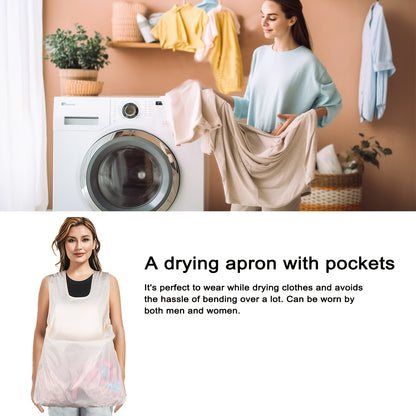Women'S Heavy-Duty Multifunctional Portable Laundry Apron with Adjustable Cross-Back Design - No Bend-Over Drying Apron for Clothes, Fruit & Vegetable Picking, All-Season Work Apron with Pockets, Durable & Comfortable for Home, Farm, Market Use -