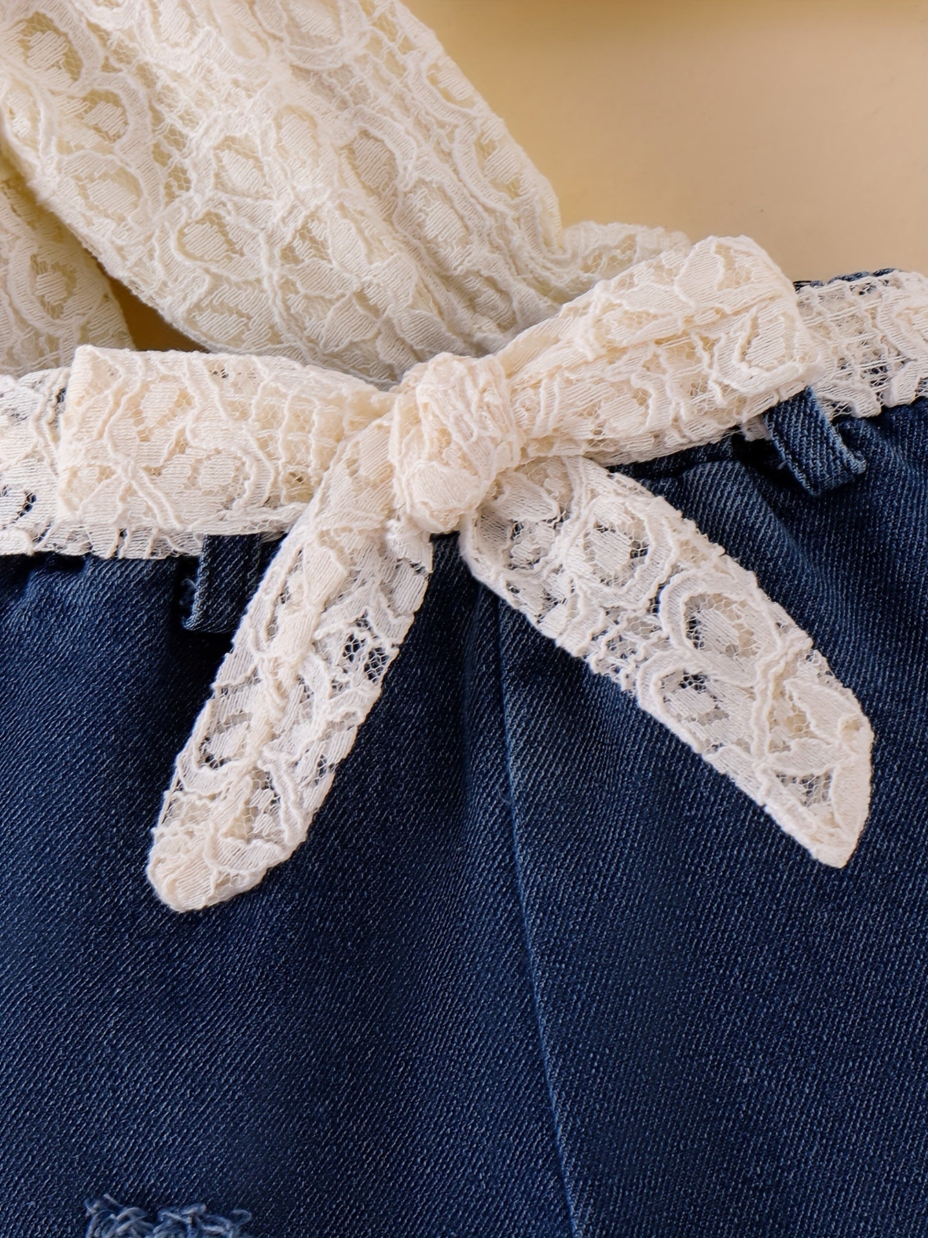 Baby Girls Clothes Fall Outfits For Girls Lace Off Shoulder Top Jeans Pant Sets Headband Belt 3pcs Newborn Infant Outfit Apricot With 3-24Months, for Outdoor