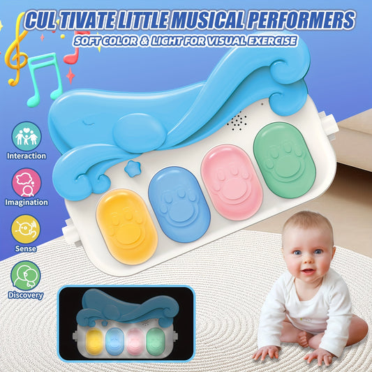 Baby Play Mat Baby Gym for Floor, Kick And Play Piano Mat Gym, Tummy Time Baby Activity Mat with 5 Infant Sensory Baby Toys, Music And Lights Boy & Girl Gifts for Newborn Baby 0-3-6-9-12 Months(Blue)