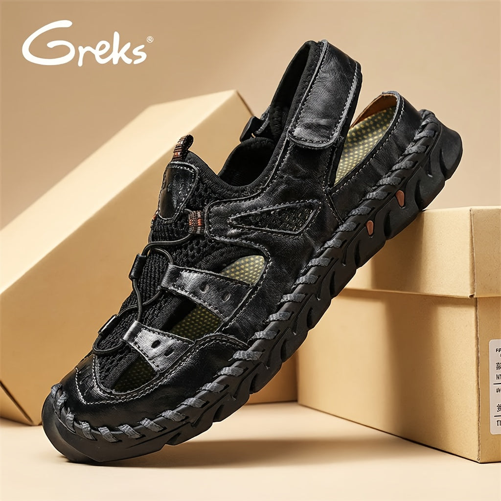 GREKS Men's Closed Toe Sandals Summer Outdoor Hiking Shoes Lightweight Walking Sandals for Beach, Travel, And Daily Wear