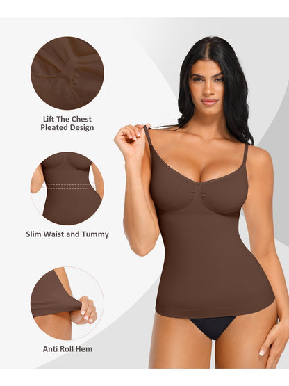 Womens Tank Top Shapewear Tummy Control Tops Cami Tank Compression V Neck Camisole