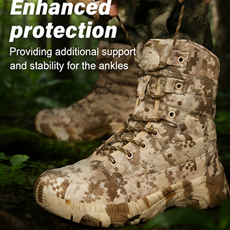 [Hunting & Adventure] 1 Pair Camouflage Oxford Cloth High-Top Hunting Shoes, Comfortable Lining & Rubber Outsole for Outdoor Hunting & Adventure