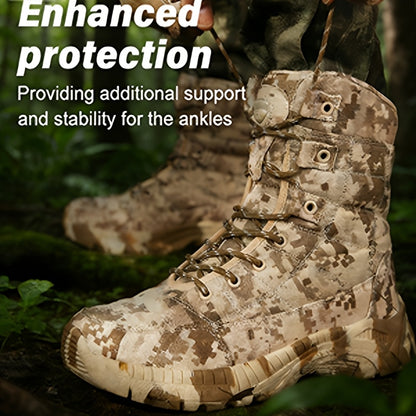 [Hunting & Adventure] 1 Pair Camouflage Oxford Cloth High-Top Hunting Shoes, Comfortable Lining & Rubber Outsole for Outdoor Hunting & Adventure