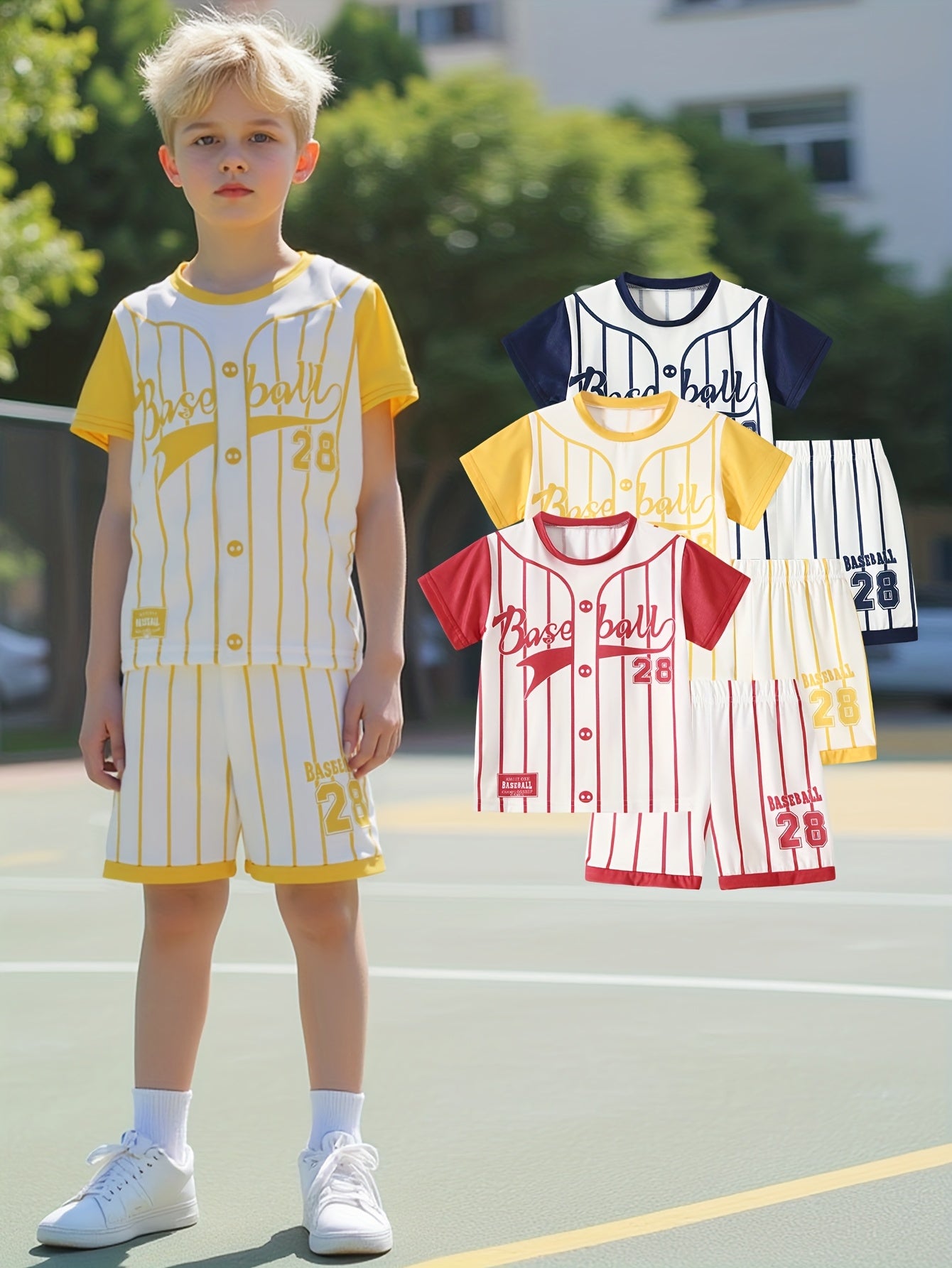 6pcs Boys' Summer Short-Sleeved Set for 4-Year-Olds, New Style for 8-Year-Olds. Includes Shorts And T-Shirts. Breathable, Comfortable, Sporty And Casual. Suitable for Outdoor Activities. Trendy Boys' Wear