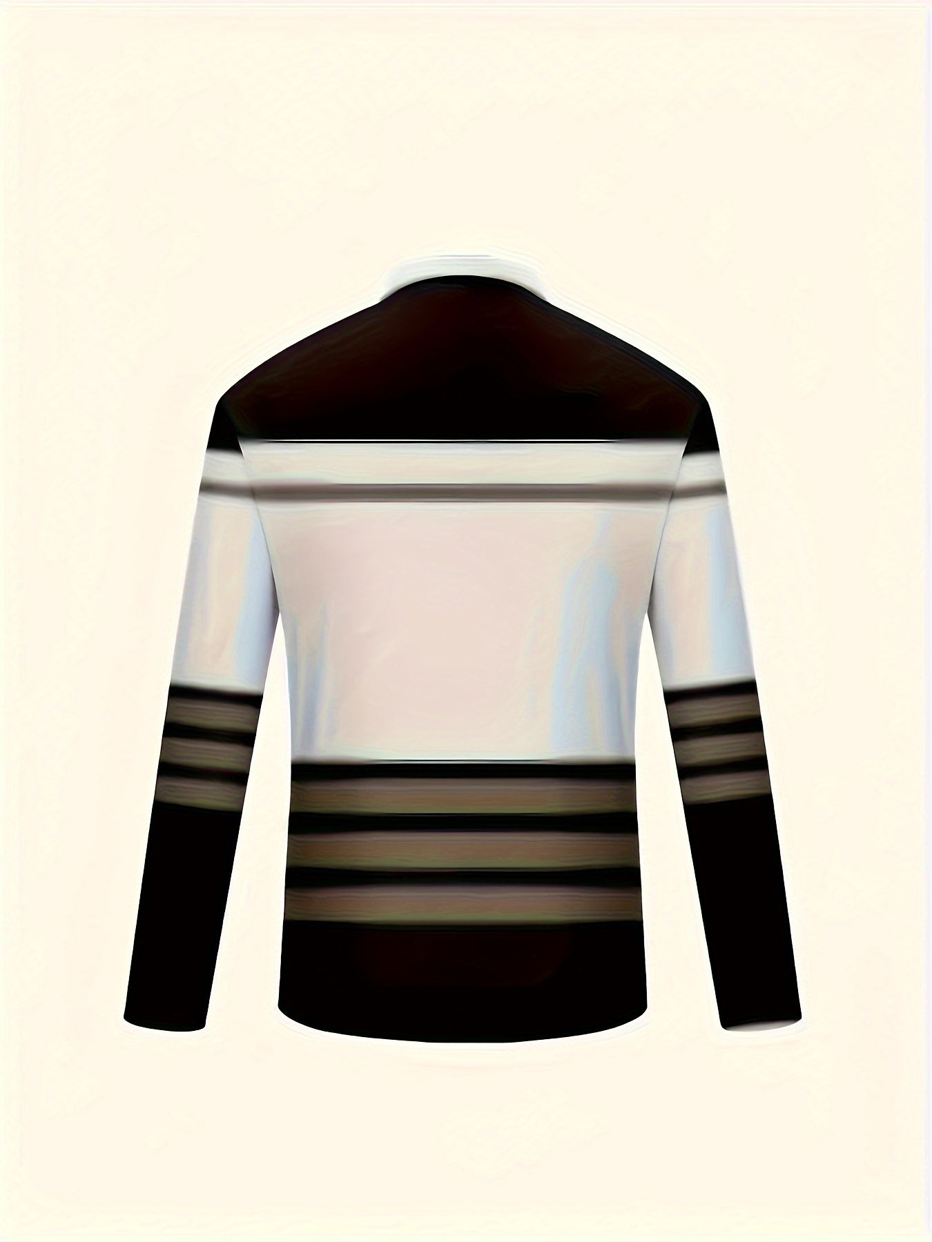 Men'S Long-Sleeve Polo Shirt with a Zip Collar, Featuring Stripes, Suitable for Spring And Autumn Fashion