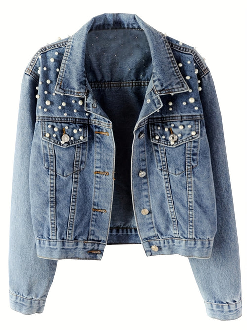 Women's Blue Denim Long-Sleeve Denim Jacket - product view 1