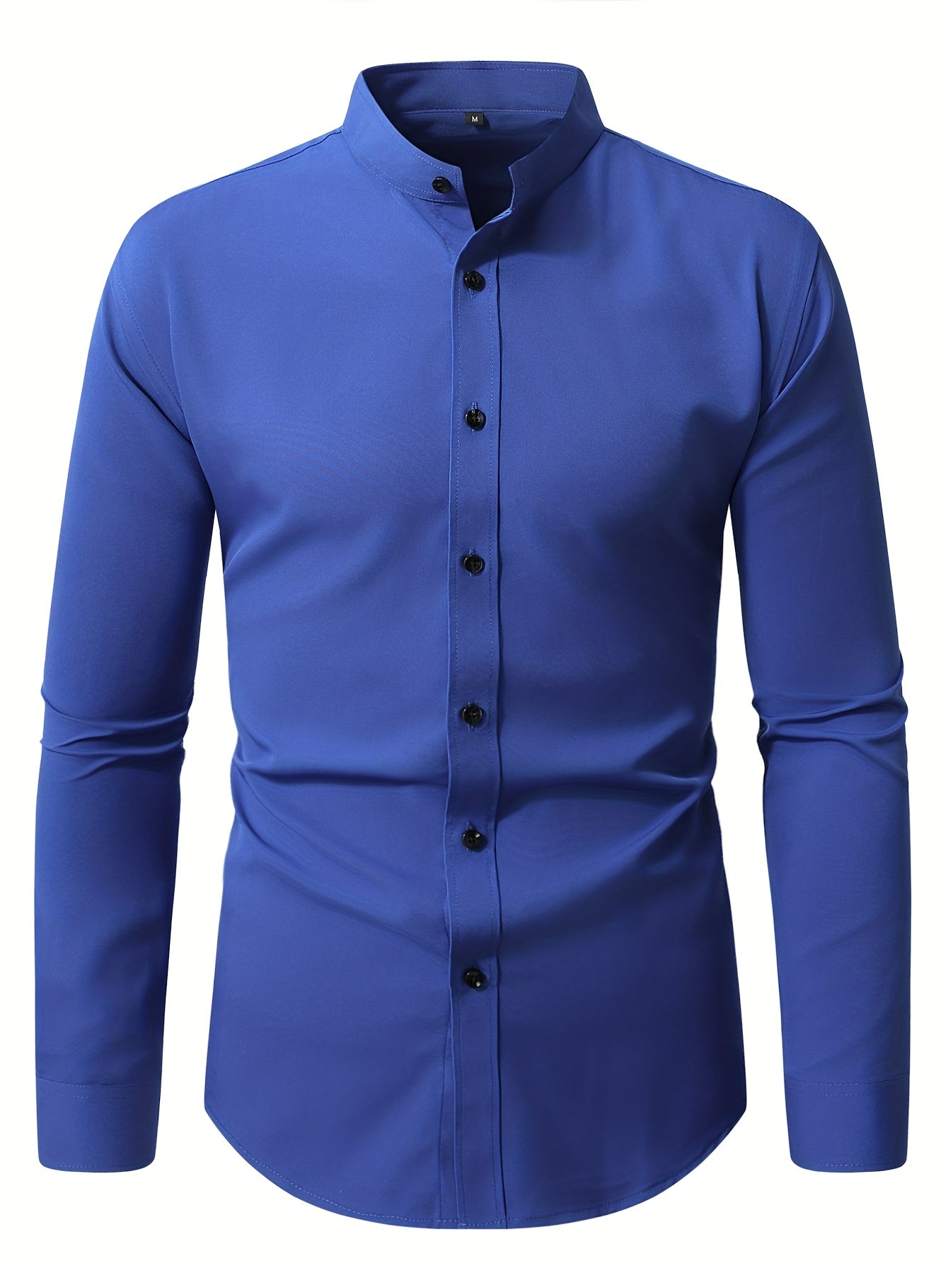 Men'S Henley Collar Long Sleeve Shirt | Casual, All-season, Solid Color, Regular Fit, Button Details, Woven Fabric