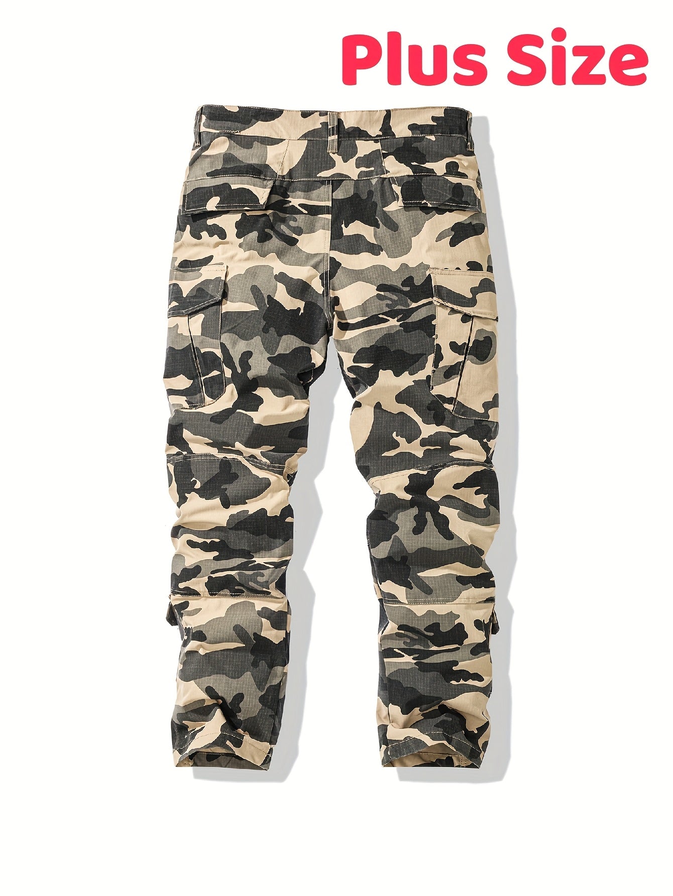 Men'S Heavy-Duty Tactical Cargo Pants - Camo Camouflage (Green/Brown/Beige) with Multi-Pocket Design, Belt Loops & Zippered Pouches - All-Season Outdoor Pants for, Hunting, (Plus Size Available, PLUS SIZE