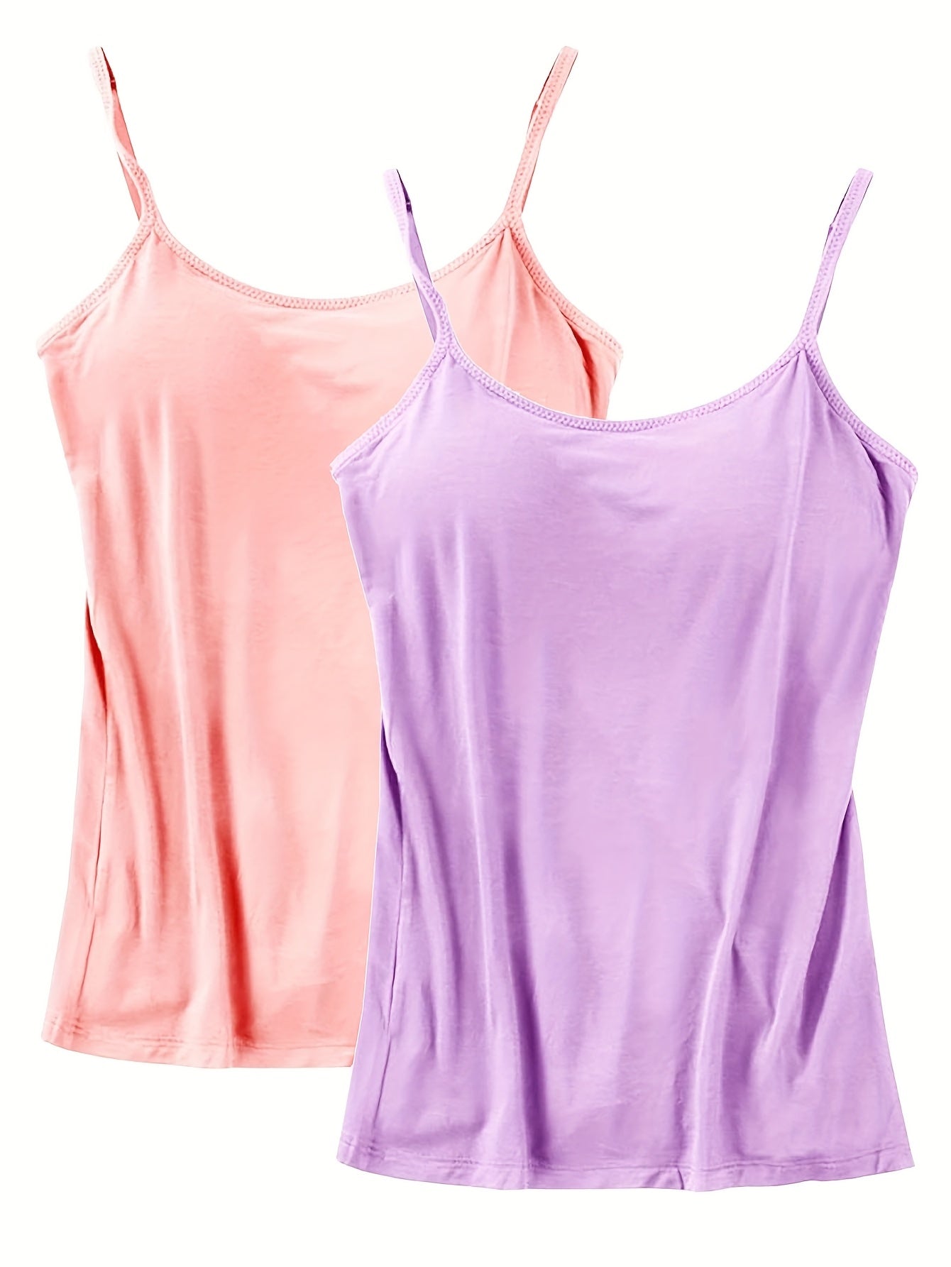 Ladies' Tank Top Featuring an Integrated Bra - Padded Camisole For, Highly Elastic Spaghetti Straps with Adjustable Breathable Straps Available in Sizes S to XL