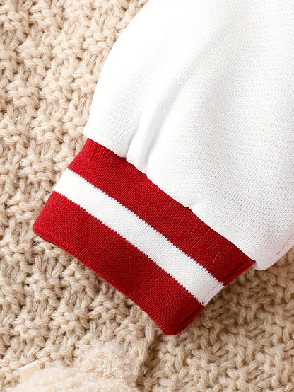 Girls' Style Spliced Baseball Jacket & College Style Skirt Two-Piece Set