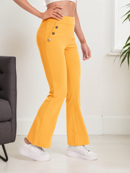 Casual Flare Pants With Sailor Button