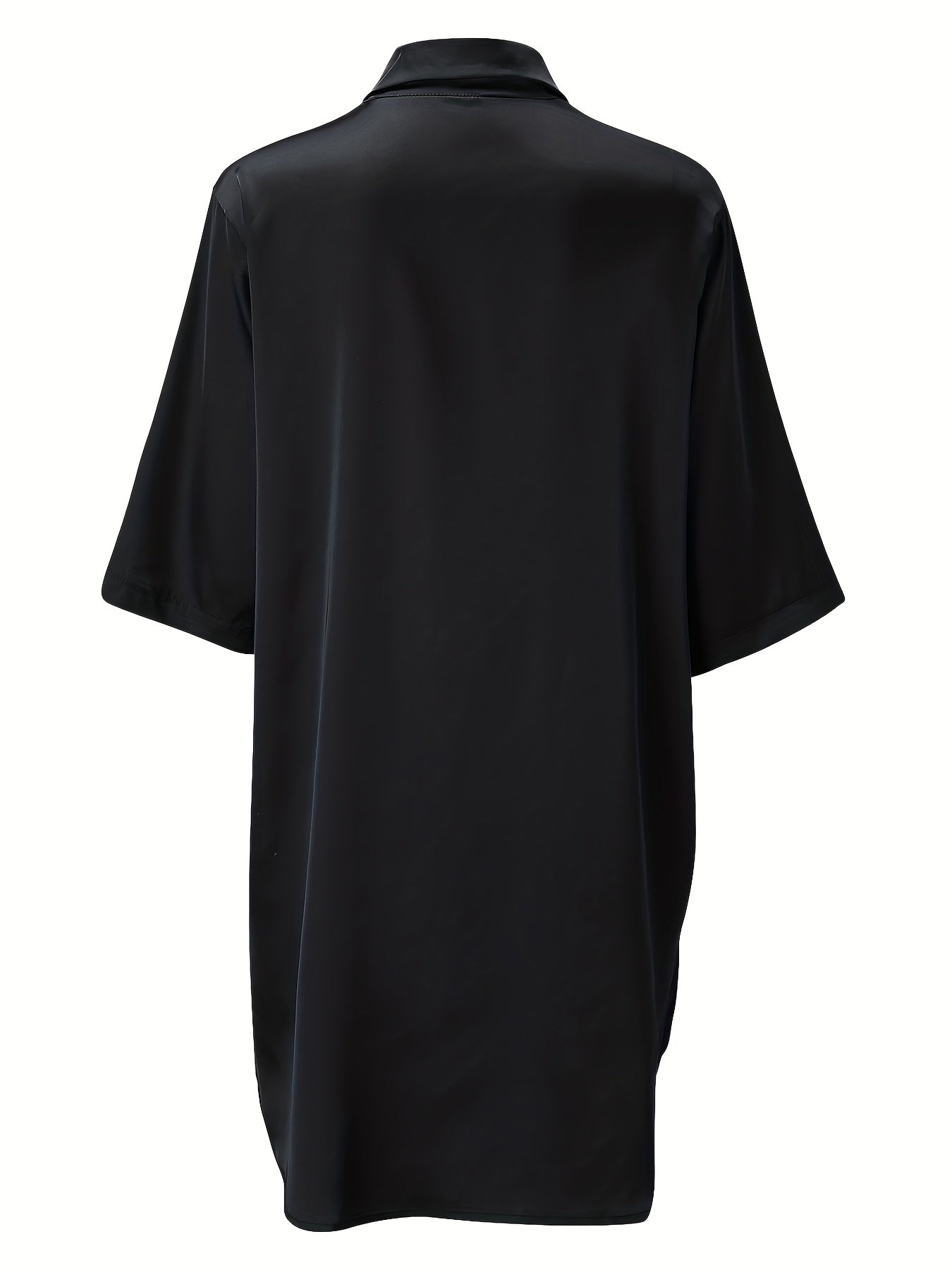 European And American Solid Color Sexy Shirt for Women Comfortable And Smooth Home Wear Long Pajamas