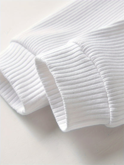 Kukitty Newborn Baby Boys Girls Clothes Unisex Long Sleeve Solid Color Ribbed Bodysuit And Pants Outfits Set, for Outdoor