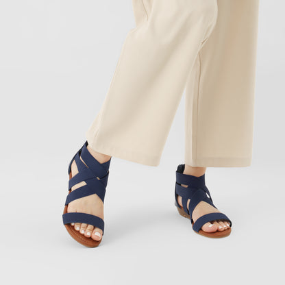 Womens Sandals, Simple Design, Women's Elastic Ankle Strap Low Wedges Sandals, Easy Slip-On, Suitable for Summer Vacation, Dating, Parties, Walking, Comfotrable