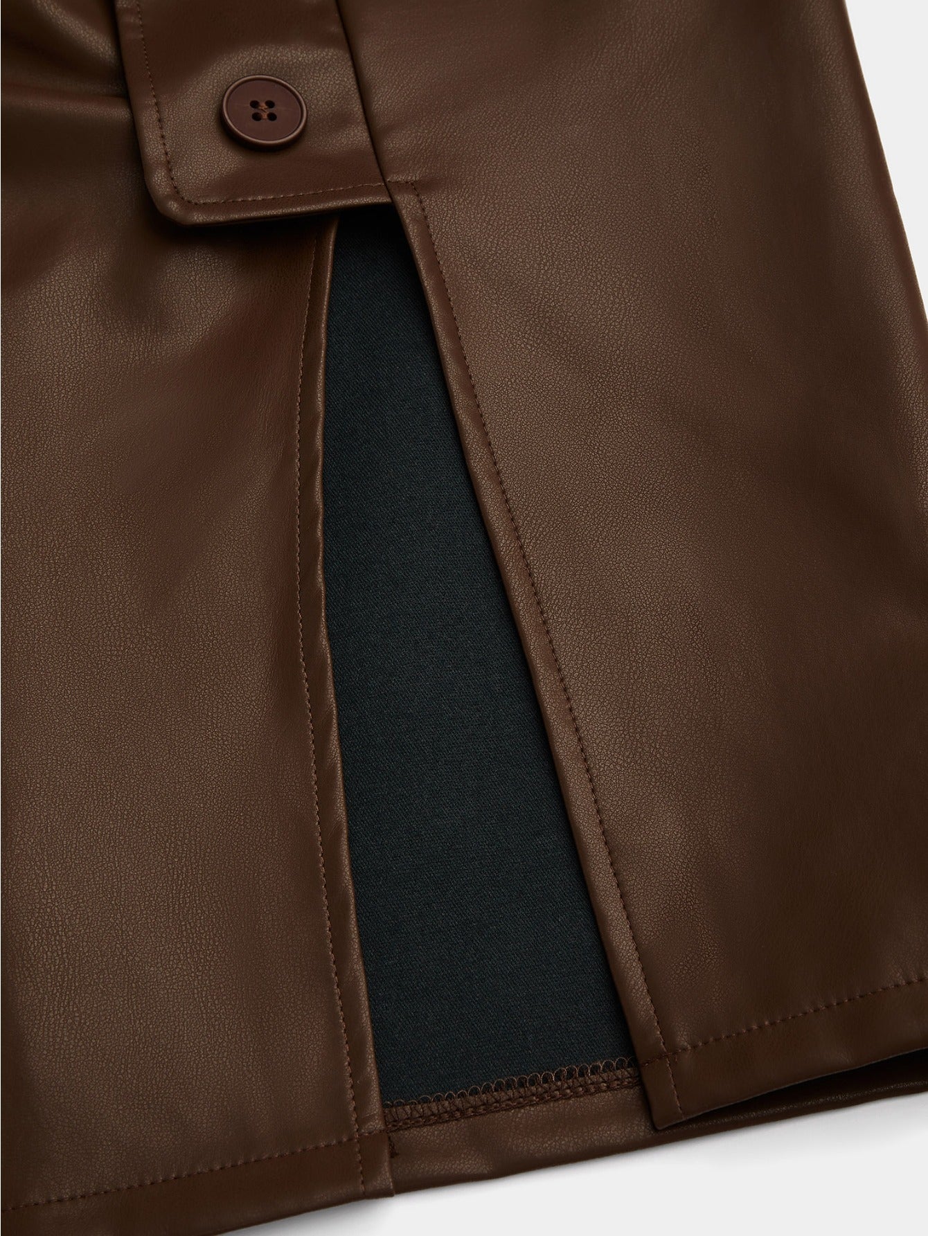 GlOURI Women's Brown Faux Midi Skirt - High Waist with Wide Belt & Side Button & Slit Detail | Slim-Fit Elegant Style for Casual Daily, Office Commute & Fashion Styling (Faux Durable & Figure-Flattering) for Edgy Looks