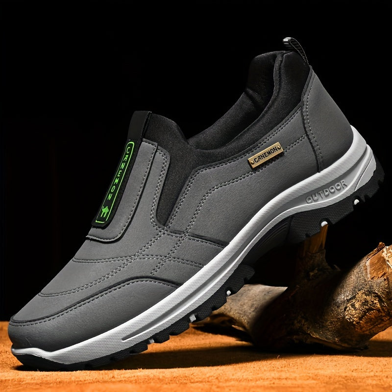 Men's Low-Top Sneakers with Slip- & Letter Print - - Casual Athletic, Upper & Cushioned Insole, Sole for Gym, Office, Casual Attire - Comfortable Round Toe (-Terrain)
