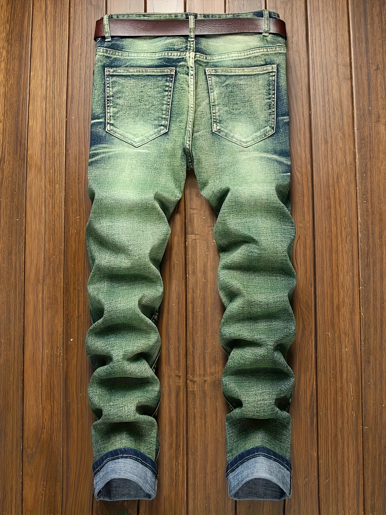 European And American Fashion Trends! Men's Slim Fit Jeans with Trendy Distressed Design, Elastic Fabric, Slim Fit with Elasticity, Street Style Pants, Suitable for All Seasons