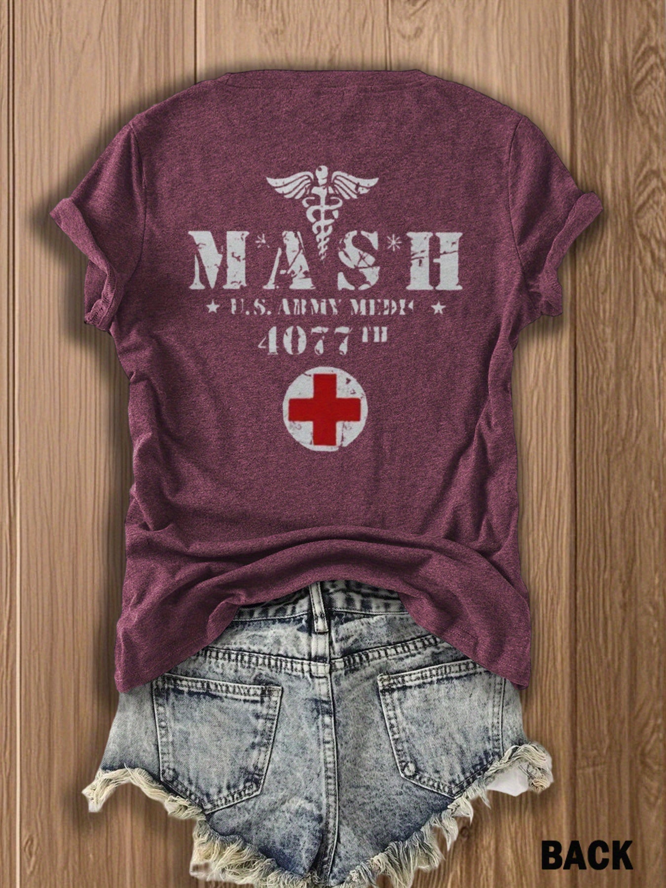 MASH U.S. Army Mobile Hospital Vintage Graphic Tee for Enthusiasts -  Style Double-Sided Print -blend T-shirt with Double-sided Print