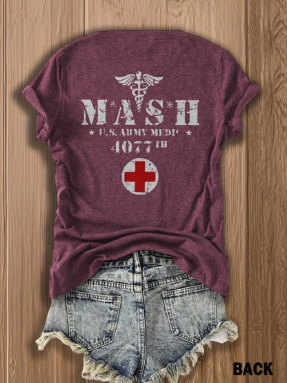 MASH U.S. Army Mobile Hospital Vintage Graphic Tee for Enthusiasts -  Style Double-Sided Print -blend T-shirt with Double-sided Print