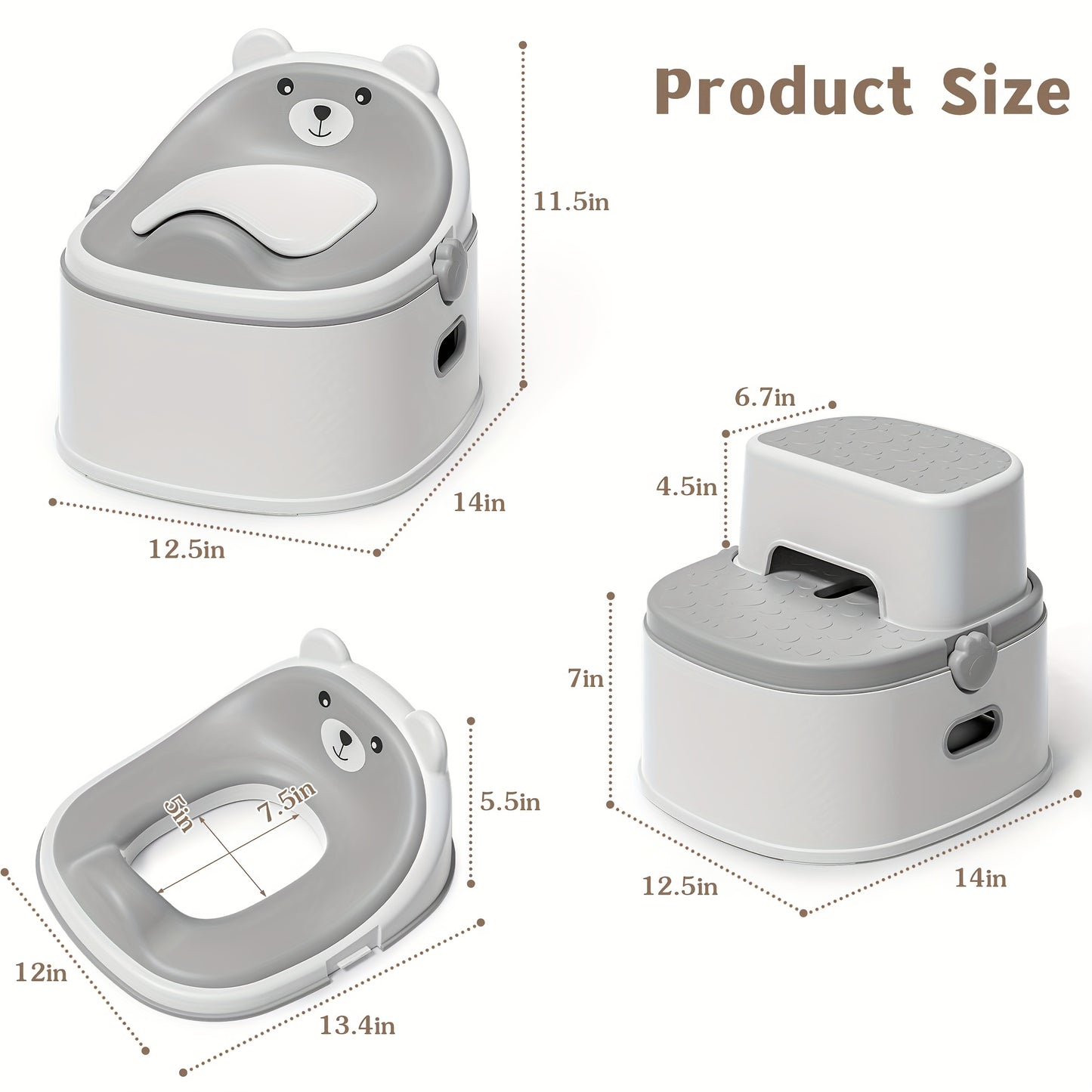 3-in-1 Potty Training Toilet, Portable Potty, Potty Training Seat And Toddler Step Stool, Easy Setup And Clean, Anti-Slip Toddler Potty Trainer For Boy Girl