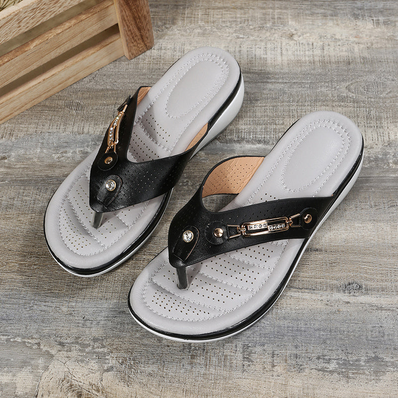 Summer Women'S Flip-Flops, Easy-To-Wear Wedge Sandals, Women'S Open-Heeled Beach Casual Shoes, Suitable for Daily Wear, Suitable for Both Indoor And Outdoor Wear
