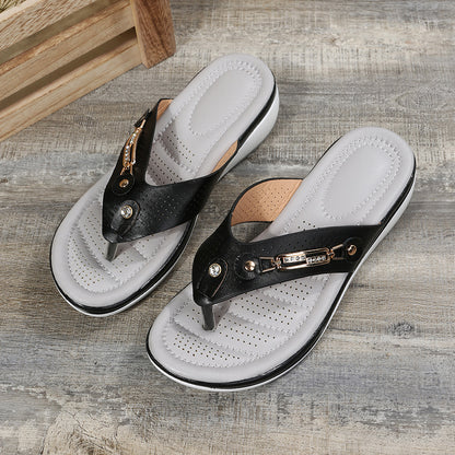 Summer Women'S Flip-Flops, Easy-To-Wear Wedge Sandals, Women'S Open-Heeled Beach Casual Shoes, Suitable for Daily Wear, Suitable for Both Indoor And Outdoor Wear