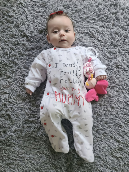 Kukitty Newborn Baby Boy Girl Clothes I Really Love My Daddy/ Mummy Long Sleeve Footies Romper Unisex-Baby 2pcs Footed Jumpsuit, for Outdoor