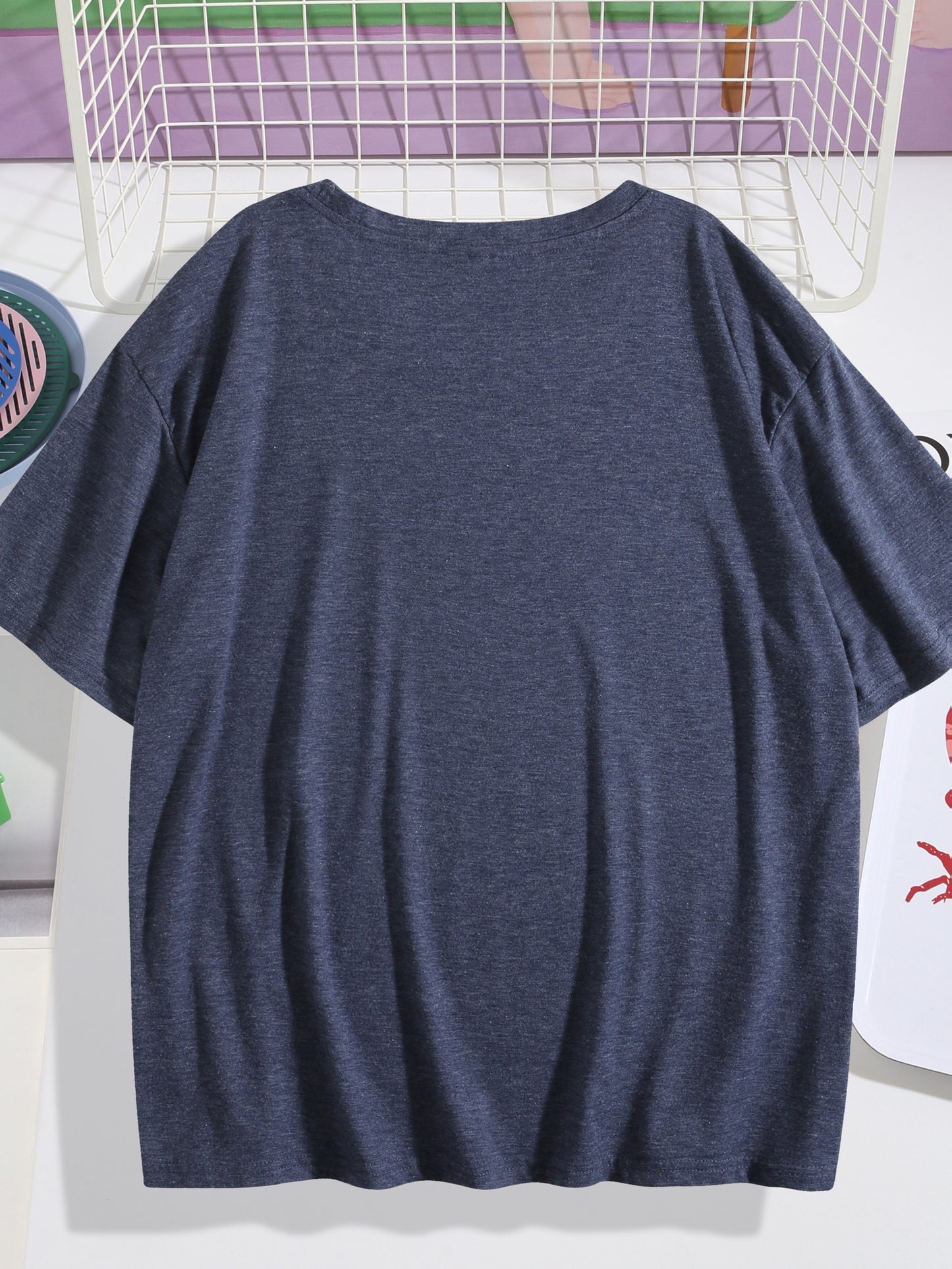 Women's "I Feel Like This" Printed Round Neck Short Sleeve T-Shirt - Soft Casual Gray Tee with Subtle Print, -Line Regular Fit for Spring Summer Fall Layering, Blouses - 180G