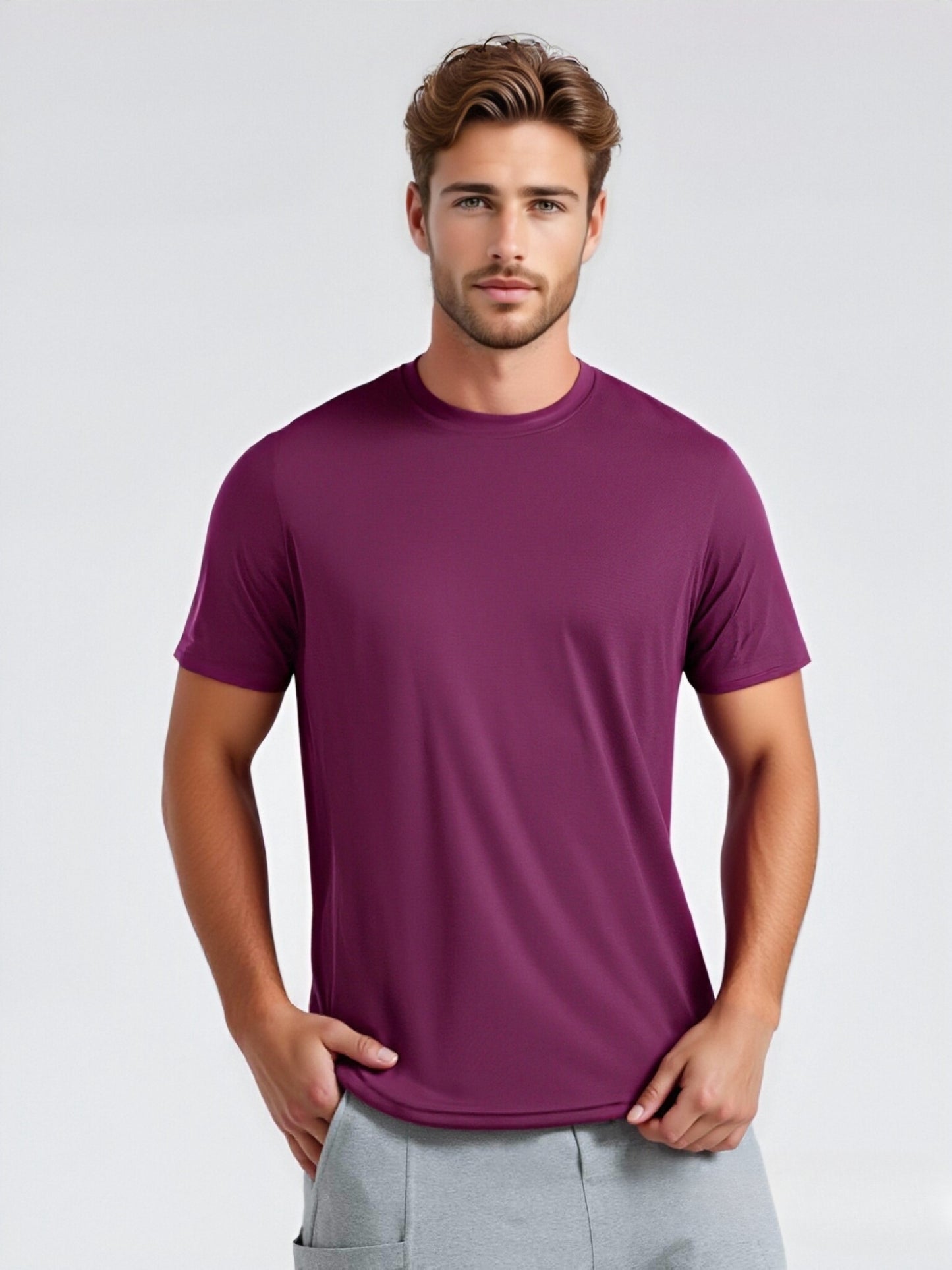 Set of 7 Men'S Lightweight, Fast-Drying, And Breathable T-Shirts, Featuring a Soft And Comfy Crew Neck Design. Ideal for Any Season, Gym Workouts, Running, And Fitness Activities; Perfect for Training, Casual Outings, And Daily Use