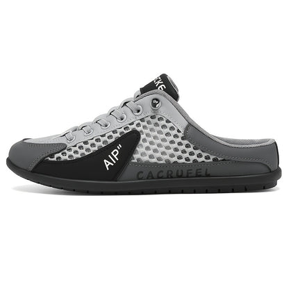 Men's Slip On Breathable Non Slip Casual Shoes, Summer Trendy Color Block Round Toe Slippers for Outdoor Walking Camping Casual Activities