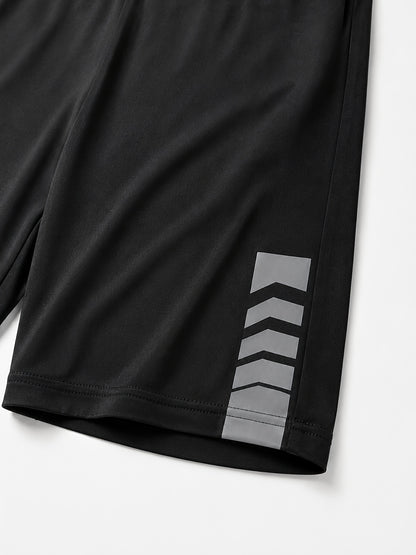 Men'S 6pcs Geometric Pattern T-shirt & Shorts Set, Breathable Quick-Dry Athletic Tracksuit for Men, Ideal for Gym, Running, Workout & Daily Casual Wear