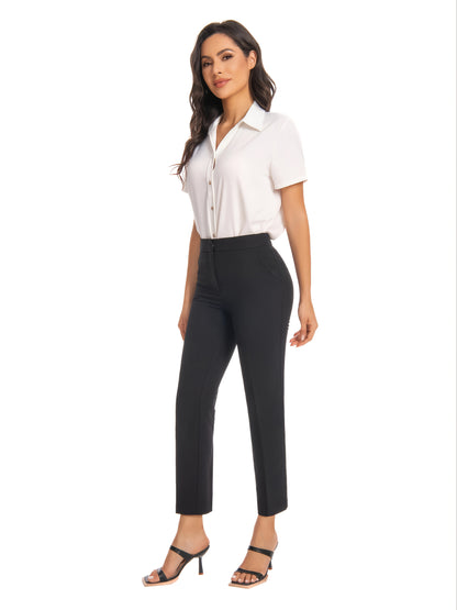 Women'S High Waisted Slim Fit Ankle Dress Pants Stretch Trousers with Pockets, Elegant Office Workwear Bottoms