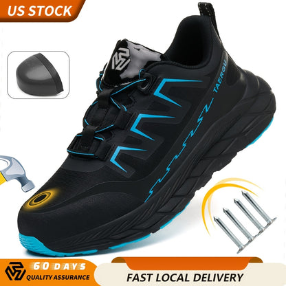 Lightweight Steel Toe Work Shoes for Men-Comfortable Non-Slip Sneakers, Puncture-Resistant Tenis Zapatos De Trabajo Para Hombre, US Size 6-14