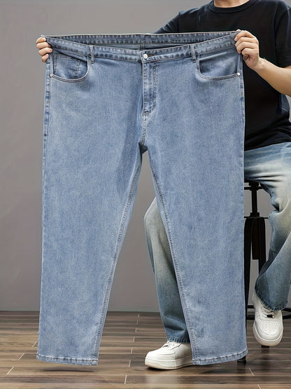 Plus Size Men's Soft & Comfy Jeans - Casual Loose Fit Denim Pants with Pockets, Stretch Rayon Blend for Fall/Winter, PLUS SIZE