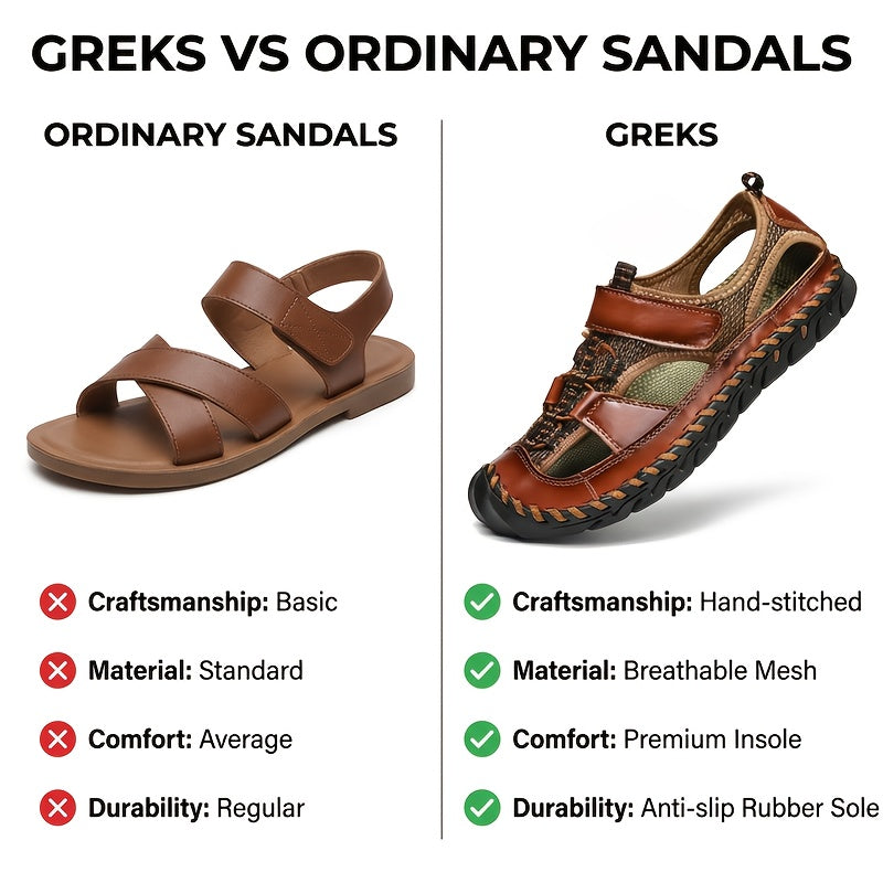 GREKS Retro Spliced Men'S Sandals, Soft-Soled Comfortable Breathable Shoes, Fashion Casual Beach Shoes