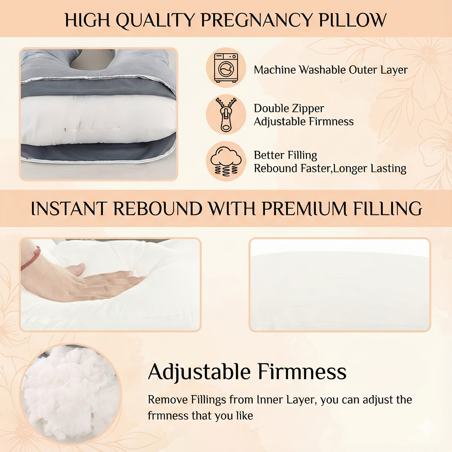 Crystal Velvet Maternity Pillow J-Shaped Full Body Pregnancy Pillow with Velvet Cover, 80-Inch Pregnancy Pillow, Provides Head, Back, Leg And Abdominal Support for Pregnant Women, Christmas Gift, Holiday Gift, Gift for New Moms